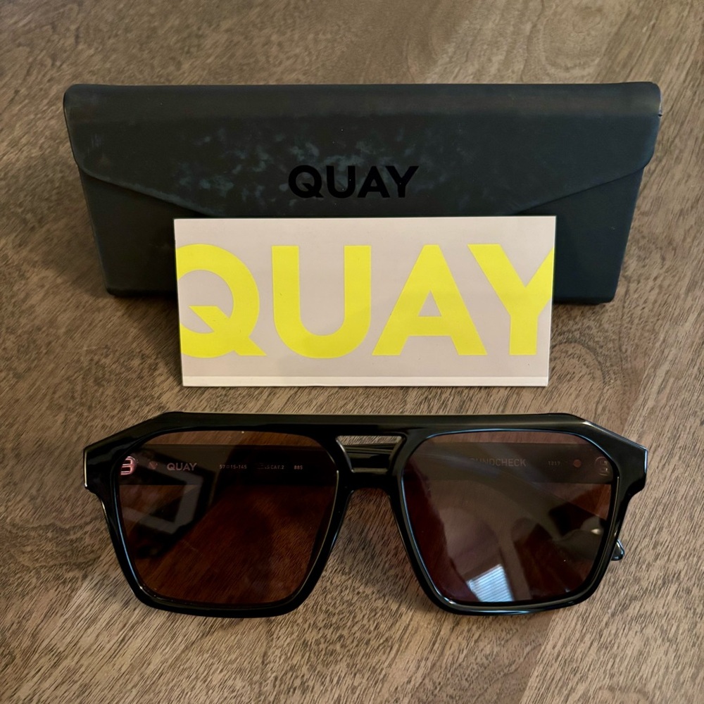 Quay Australia Black Polarized “Soundcheck” Trendy Aviator Unisex Sunglasses - Picture 6 of 6
